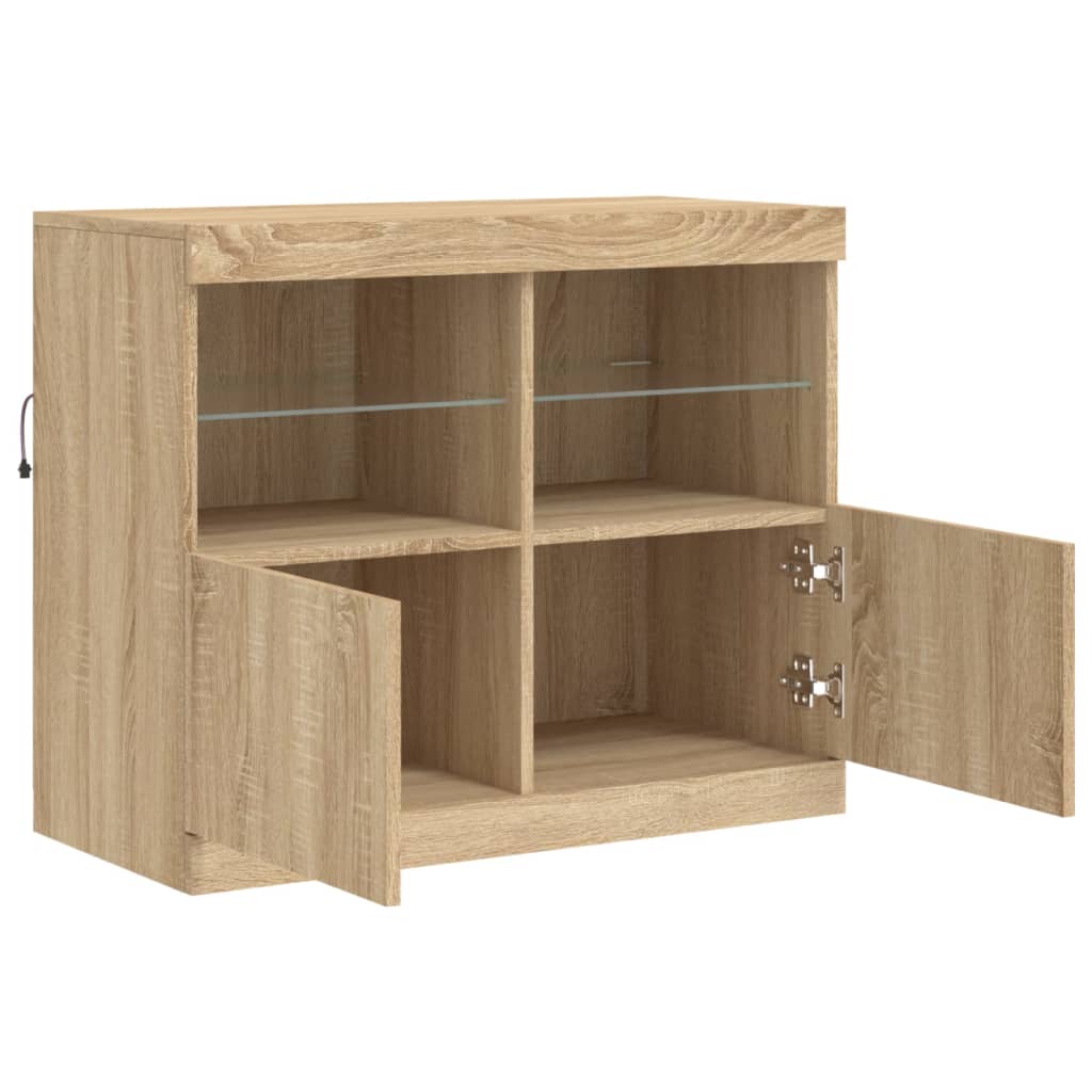 Komoda s LED svjetlima boja hrasta sonome 81x37x67 cm