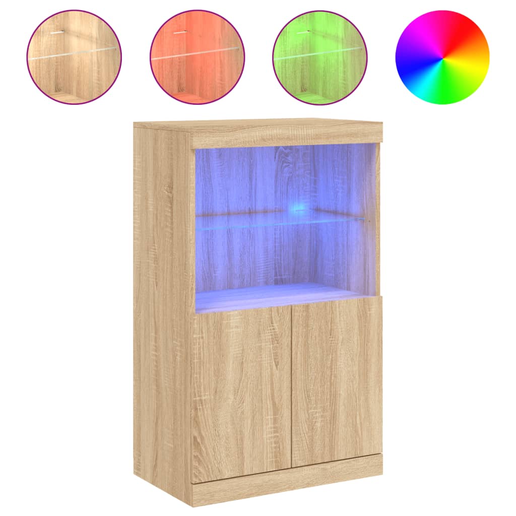 Komoda s LED svjetlima boja hrasta sonome 60,5x37x100 cm