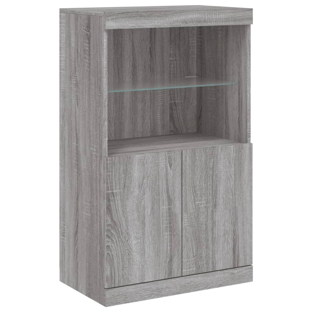 Komoda s LED svjetlima boja sivog hrasta 60,5x37x100 cm