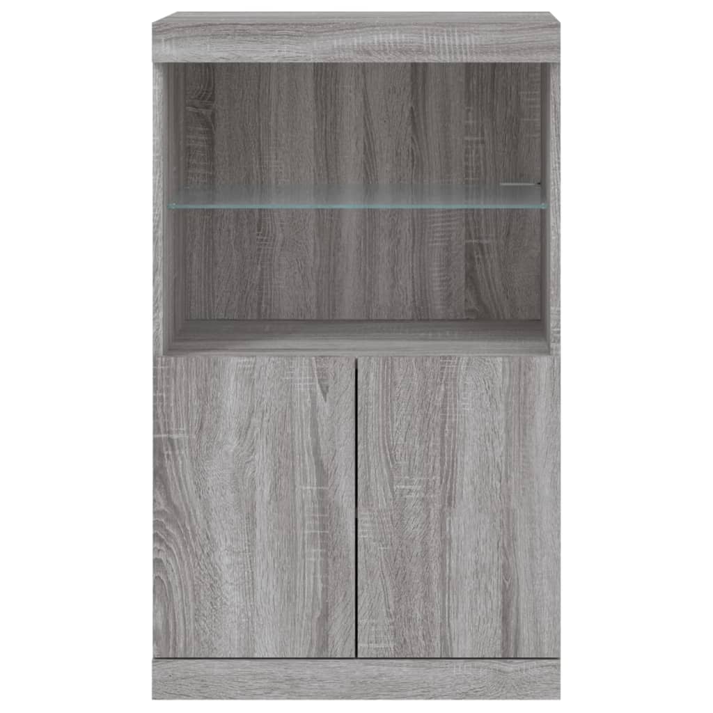 Komoda s LED svjetlima boja sivog hrasta 60,5x37x100 cm