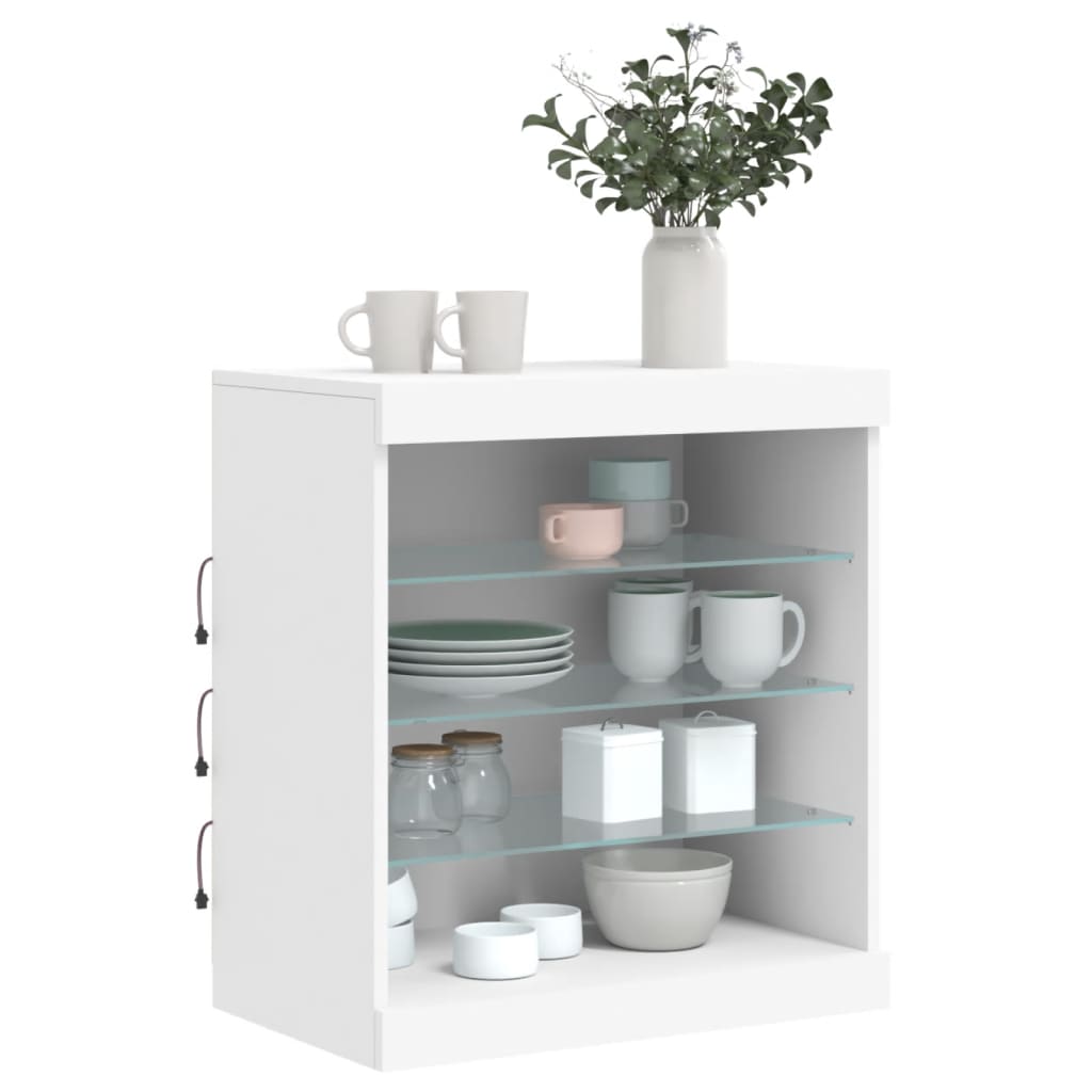 Komoda s LED svjetlima bijela 60,5 x 37 x 67 cm