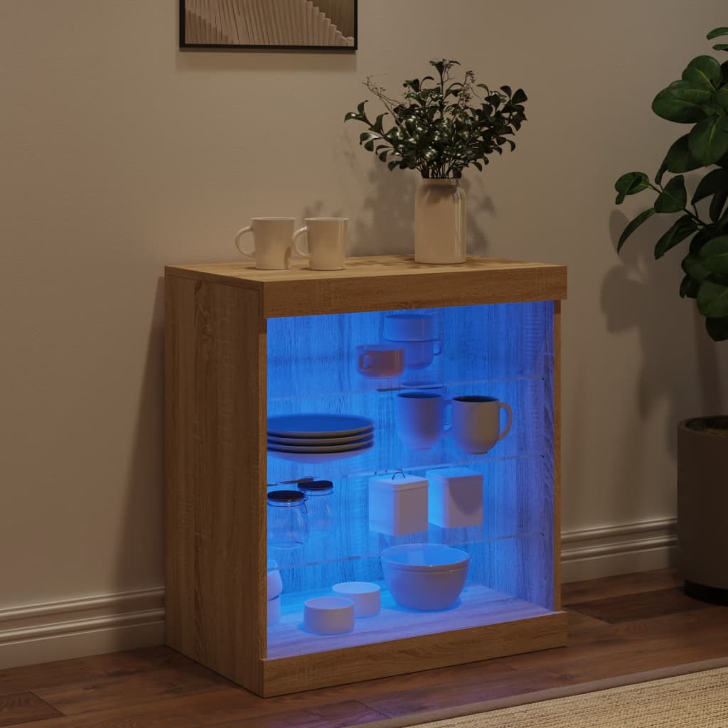 Komoda s LED svjetlima boja hrasta sonome 60,5x37x67 cm