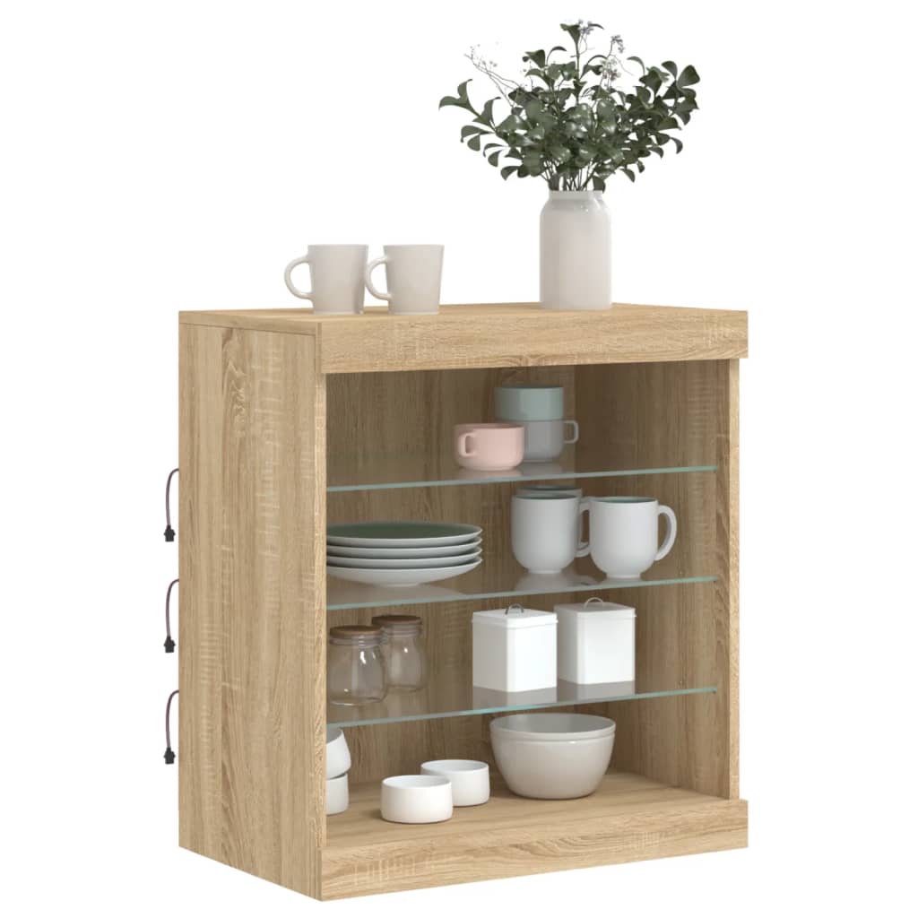 Komoda s LED svjetlima boja hrasta sonome 60,5x37x67 cm