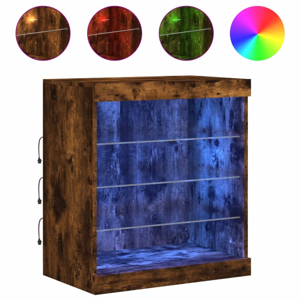 Komoda s LED svjetlima boja dimljenog hrasta 60,5x37x67 cm