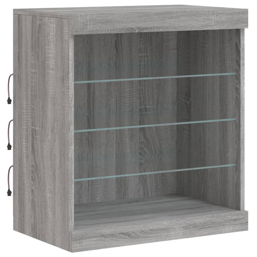 Komoda s LED svjetlima boja sivog hrasta 60,5x37x67 cm