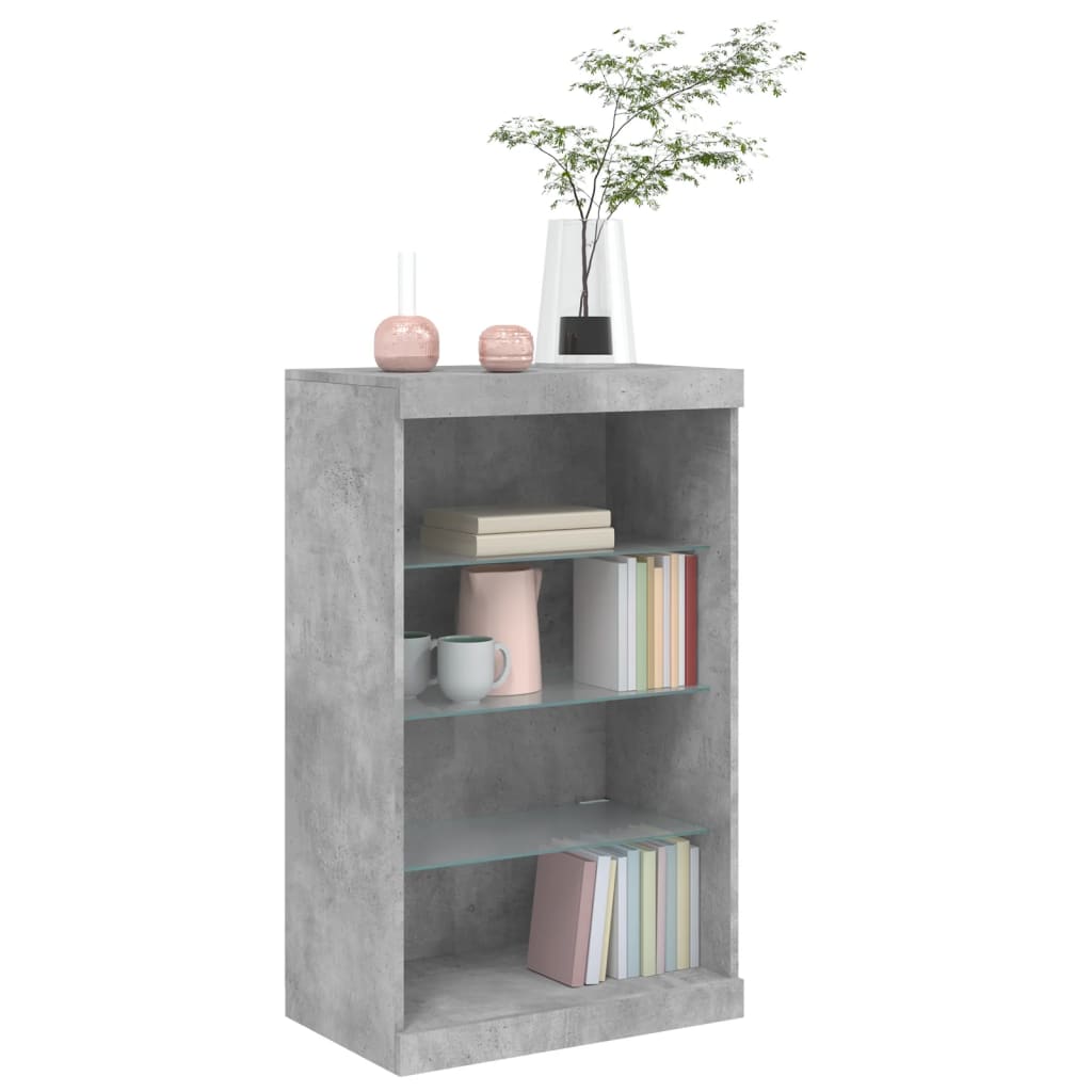 Komoda s LED svjetlima siva boja betona 60,5x37x100 cm