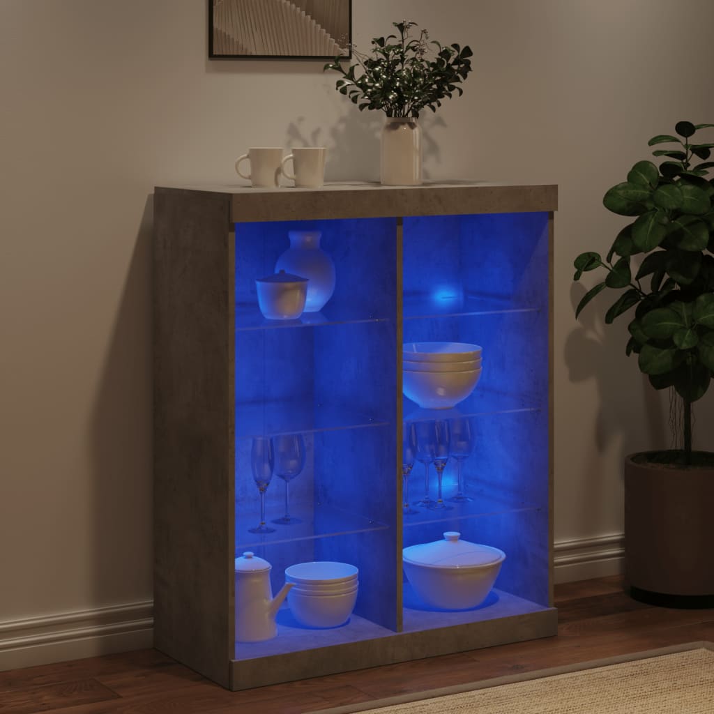 Komoda s LED svjetlima siva boja betona 81x37x100 cm