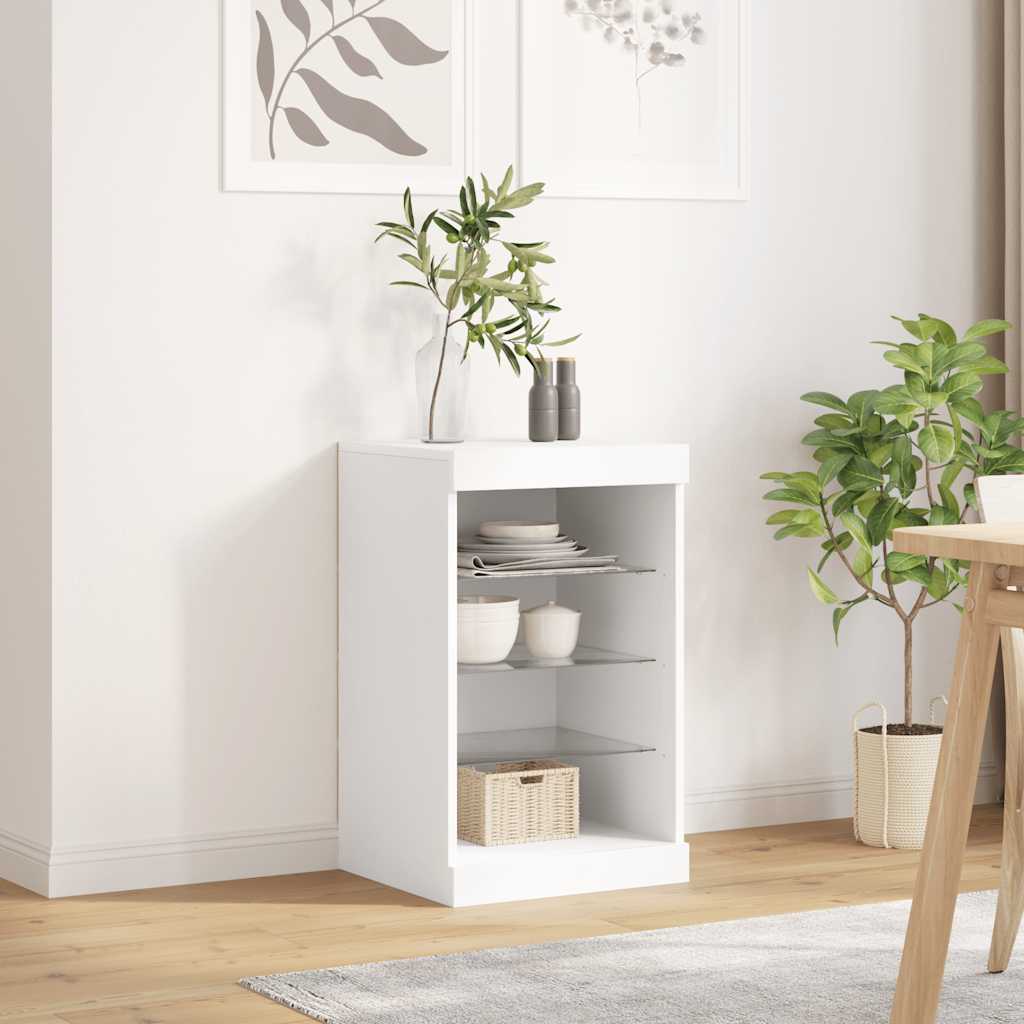 Komoda s LED svjetlima bijela 41x37x67 cm