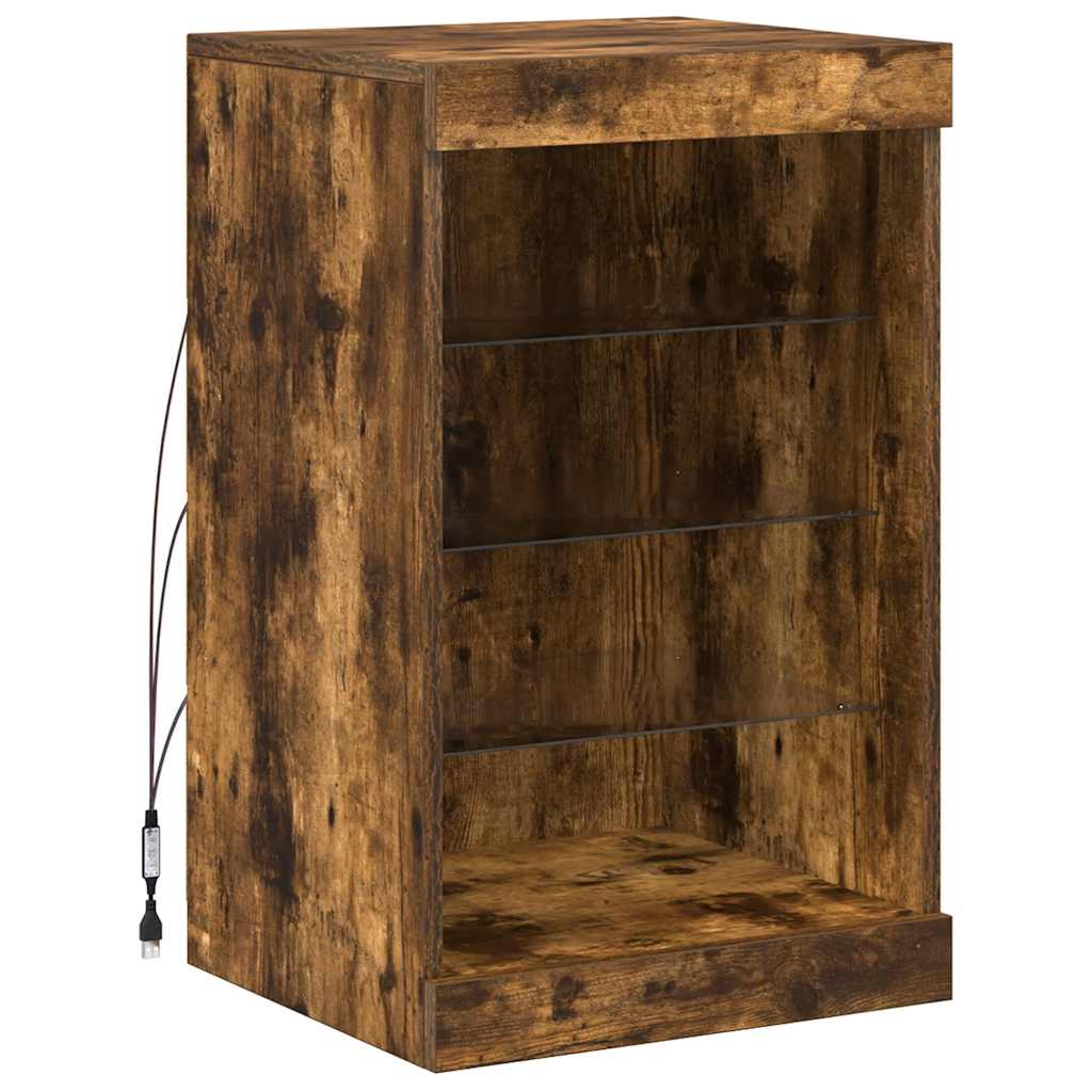 Komoda s LED svjetlima boja dimljenog hrasta 41x37x67 cm