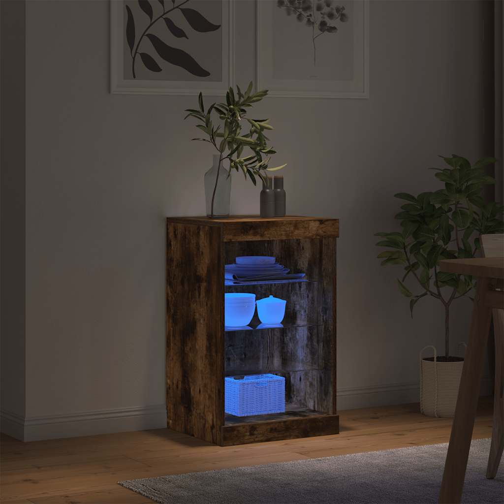 Komoda s LED svjetlima boja dimljenog hrasta 41x37x67 cm