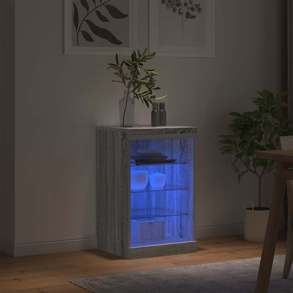 Komoda s LED svjetlima boja sivog hrasta 41 x 37 x 67 cm