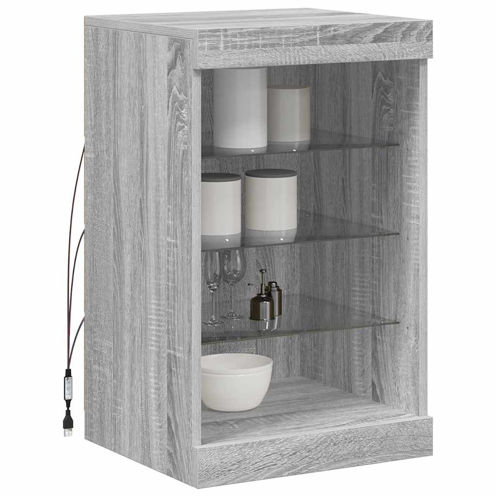 Komoda s LED svjetlima boja sivog hrasta 41 x 37 x 67 cm