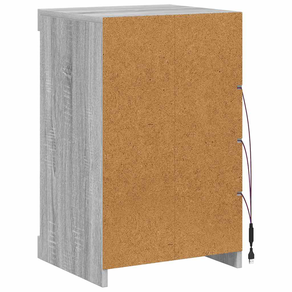 Komoda s LED svjetlima boja sivog hrasta 41 x 37 x 67 cm
