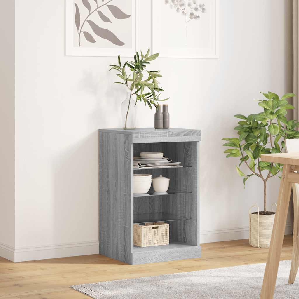 Komoda s LED svjetlima boja sivog hrasta 41 x 37 x 67 cm