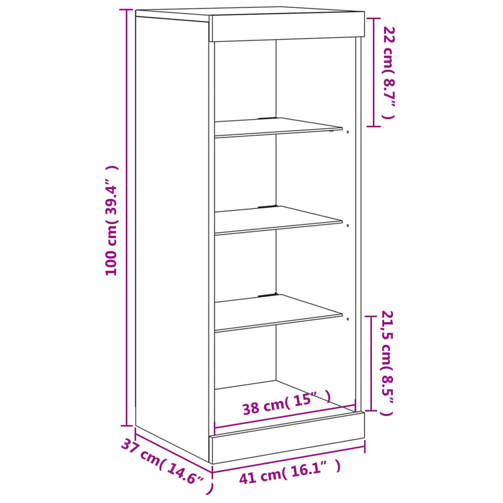 Komoda s LED svjetlima bijela 41x37x100 cm