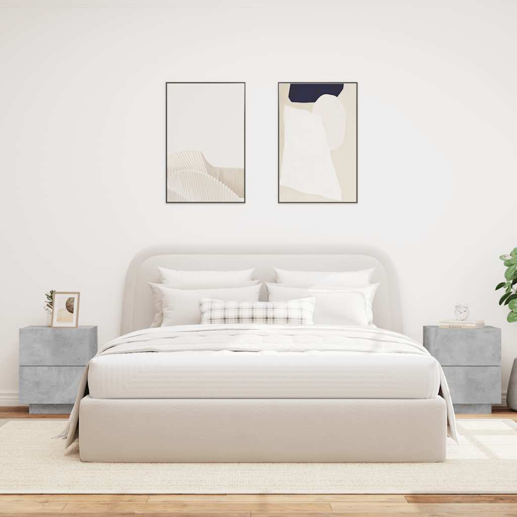 Noćni ormarići s LED svjetlima 2 kom siva boja betona