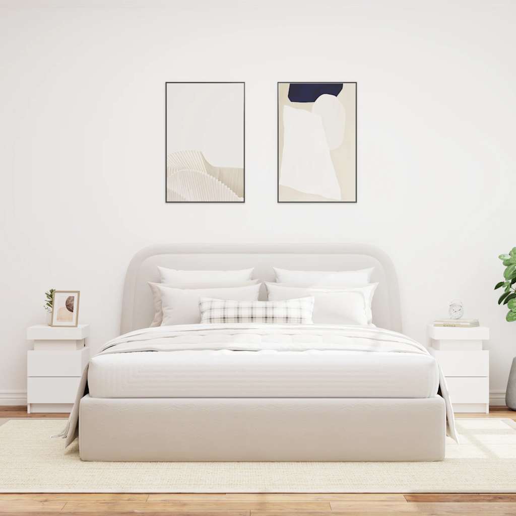 Noćni ormarići s LED svjetlima 2 kom bijeli 35 x 39 x 55 cm