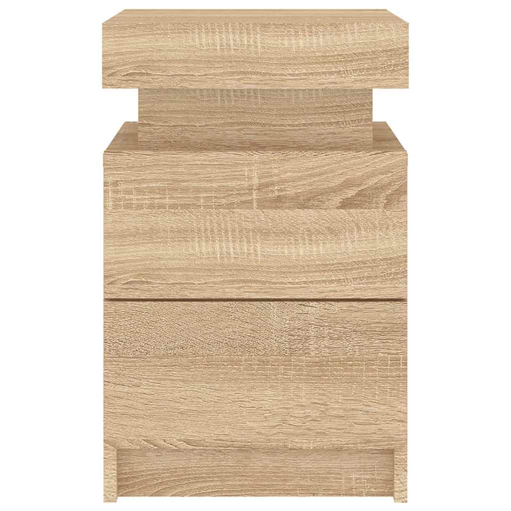 Noćni ormarići s LED svjetlima 2 kom boja hrasta 35x39x55 cm