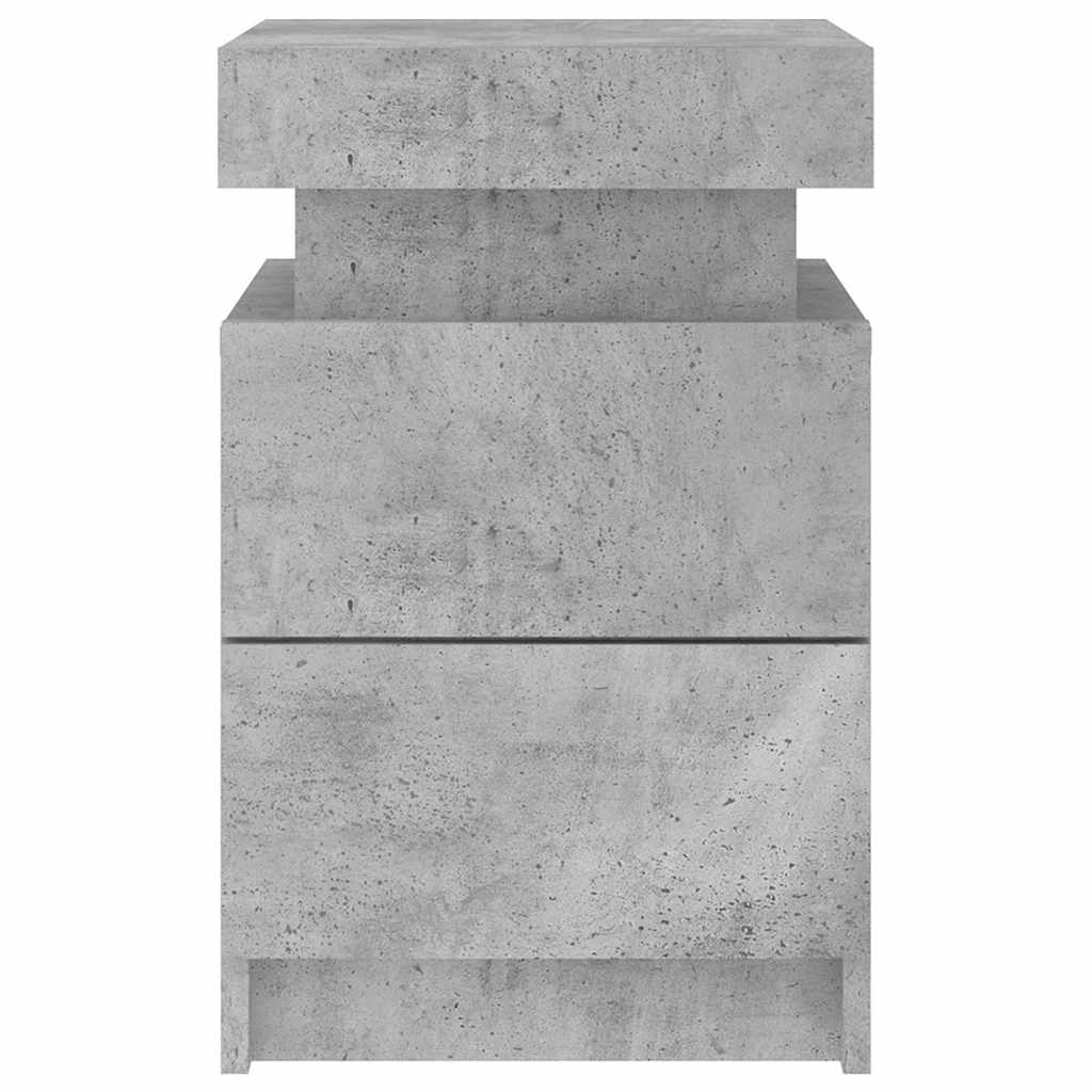 Noćni ormarić s LED svjetlima siva boja betona 35x39x55 cm