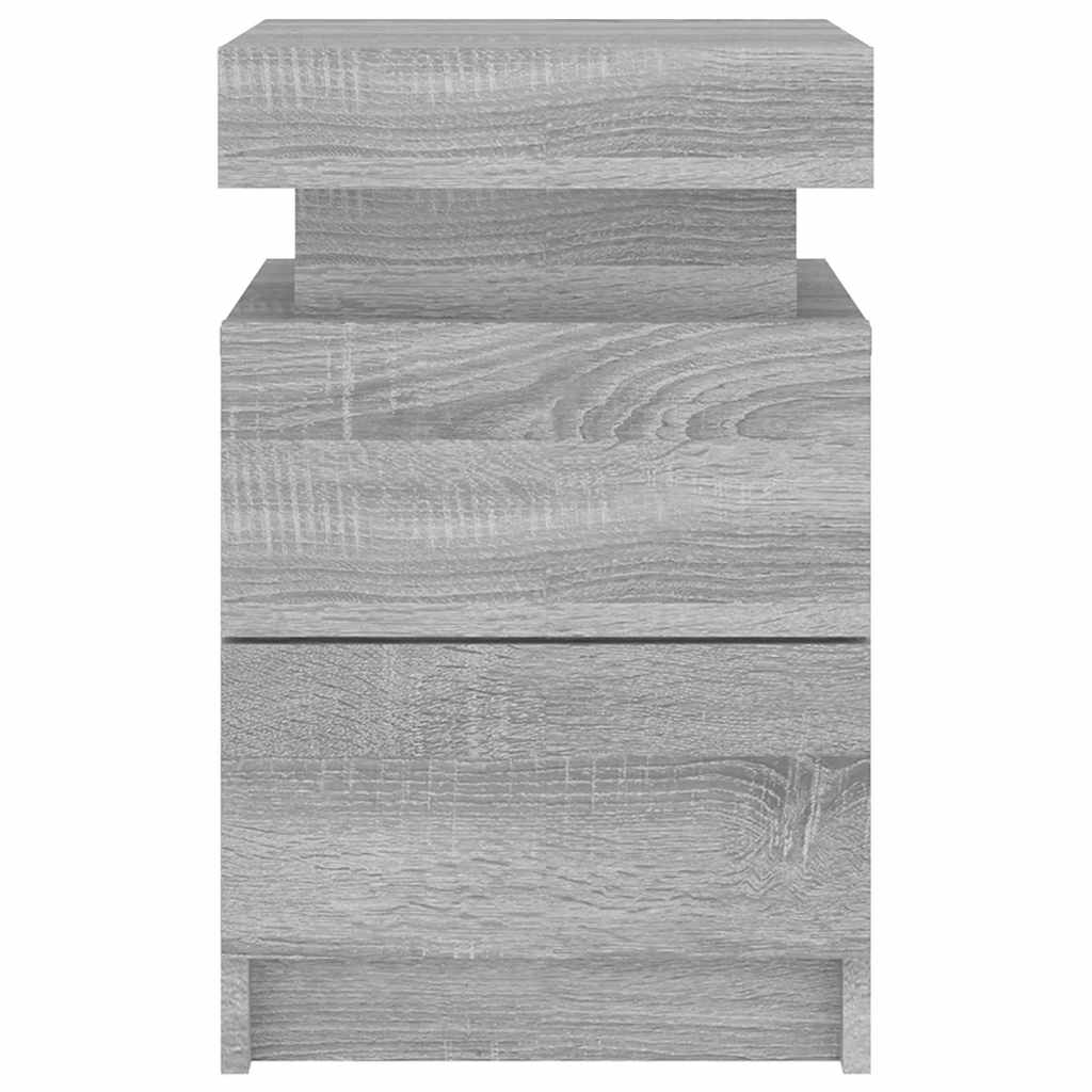 Noćni ormarići s LED svjetlima 2 kom boja hrasta 35x39x55 cm