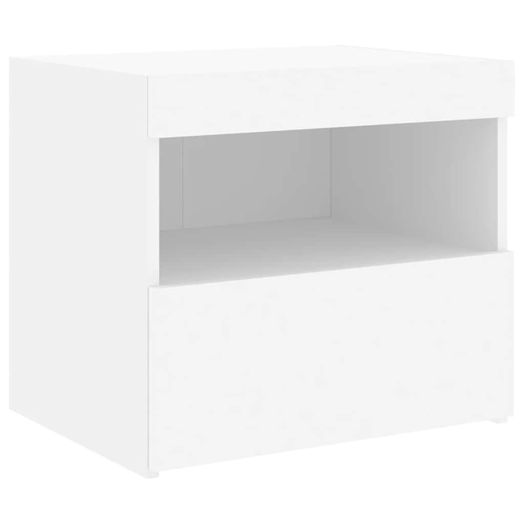 Noćni ormarić s LED svjetlima bijeli 50 x 40 x 45 cm