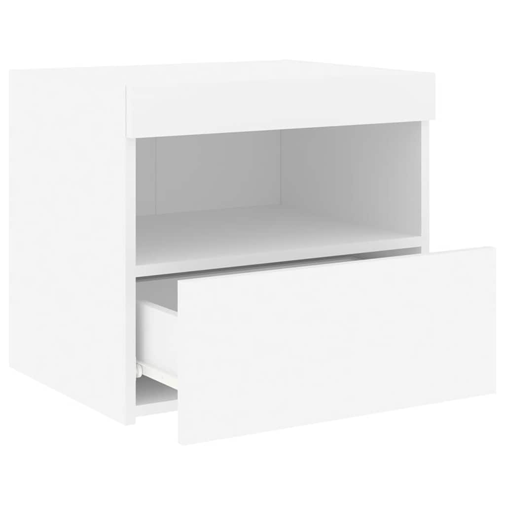 Noćni ormarić s LED svjetlima bijeli 50 x 40 x 45 cm