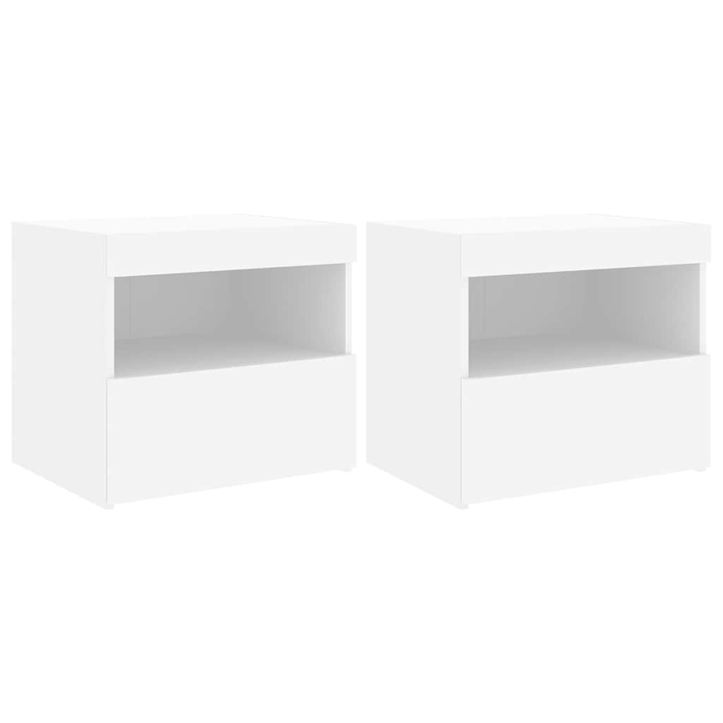 Noćni ormarići s LED svjetlima 2 kom bijeli 50 x 40 x 45 cm
