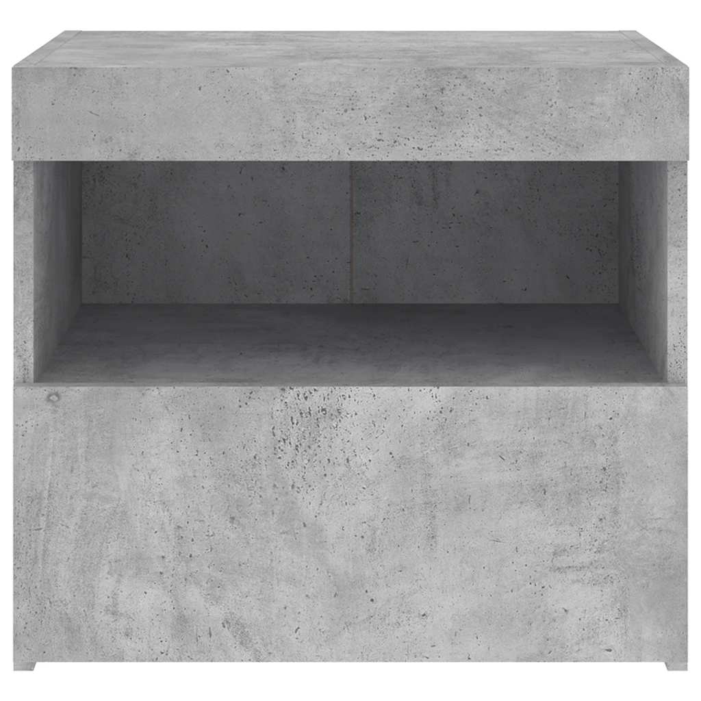 Noćni ormarić s LED svjetlima siva boja betona 50x40x45 cm