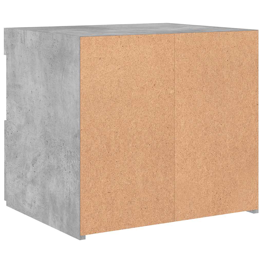 Noćni ormarić s LED svjetlima siva boja betona 50x40x45 cm