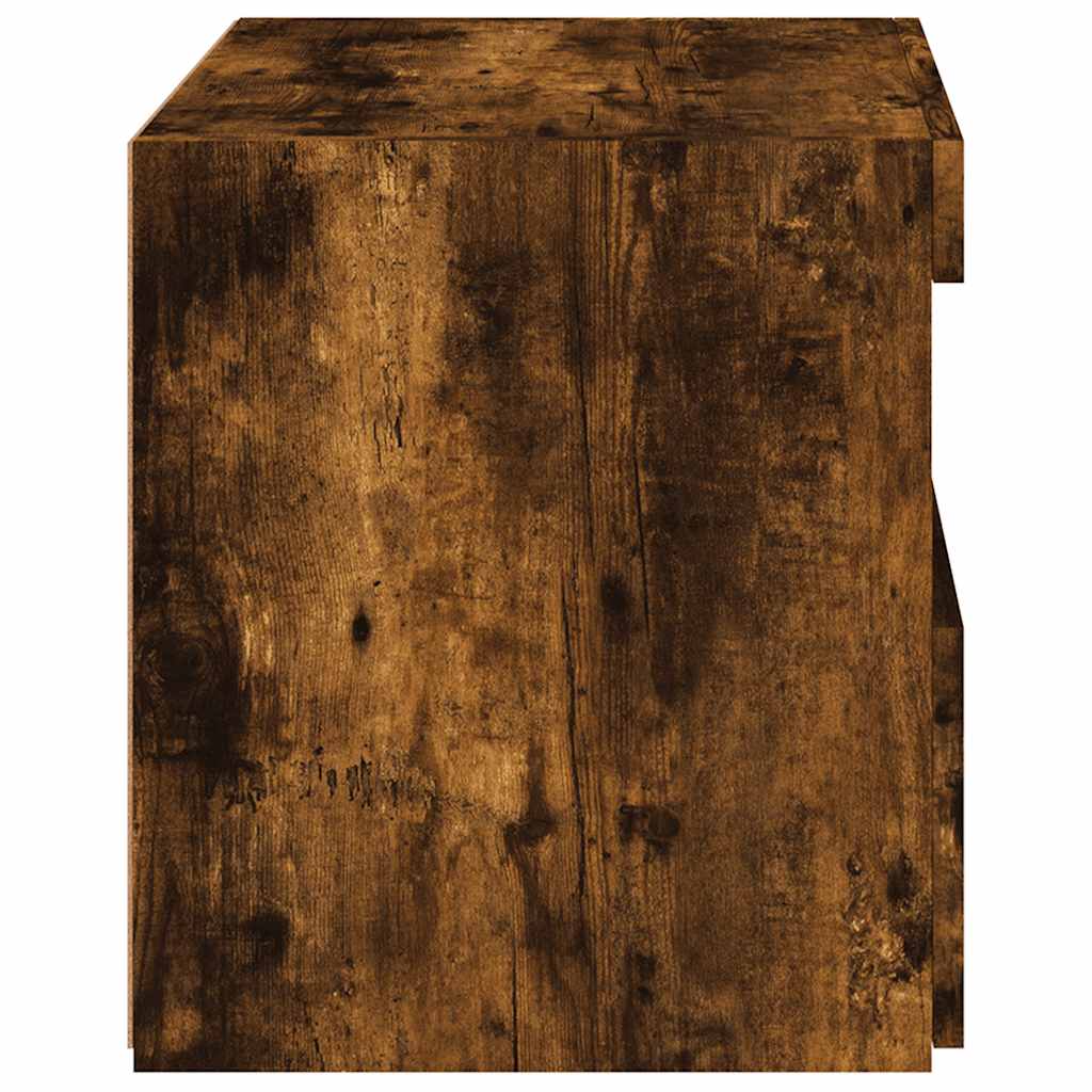 Noćni ormarić s LED svjetlima boja dimljenog hrasta 50x40x45 cm