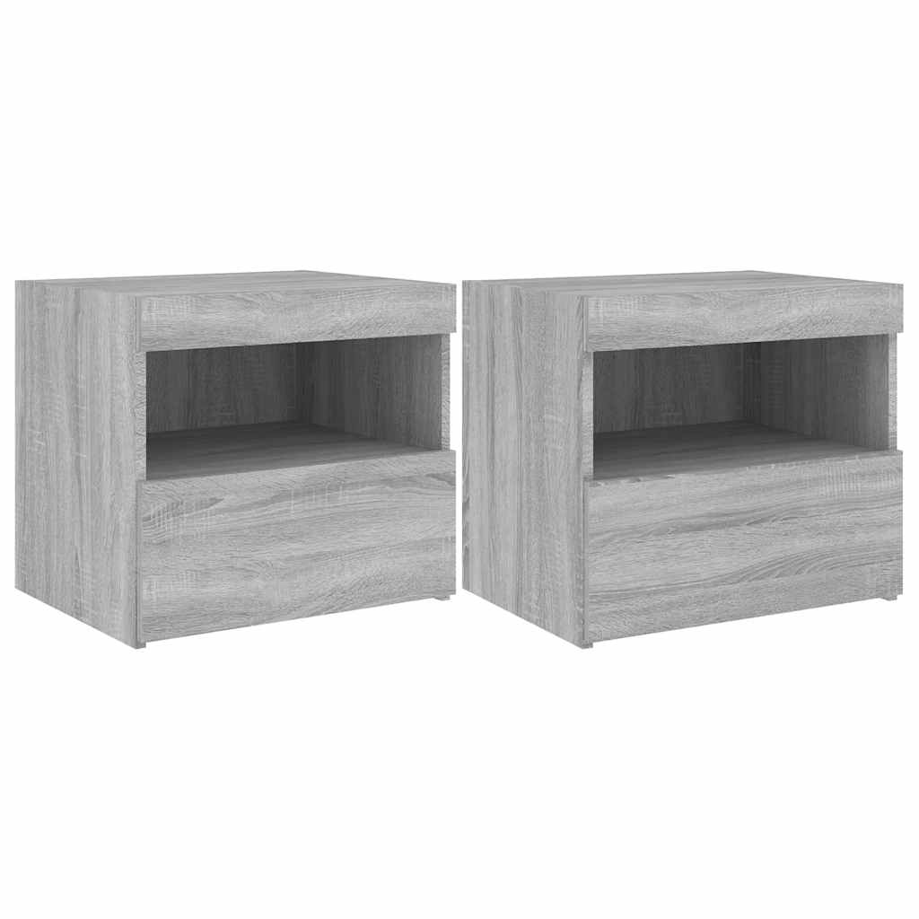 Noćni ormarići s LED svjetlima 2 kom boja hrasta 50x40x45 cm