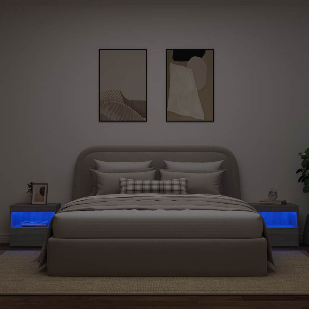 Noćni ormarići s LED svjetlima 2 kom boja hrasta 50x40x45 cm