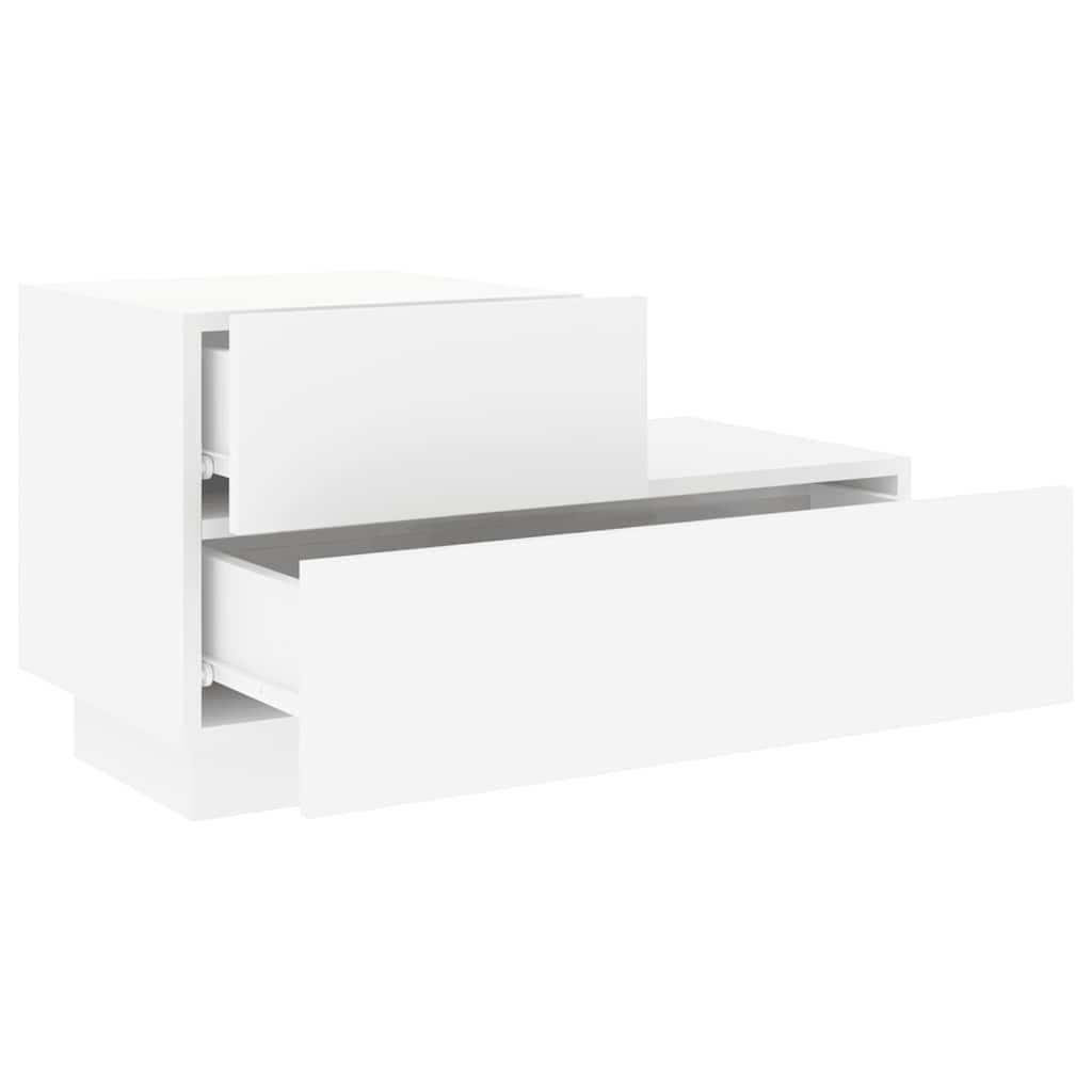 Noćni ormarić s LED svjetlima bijeli 70 x 36 x 40,5 cm