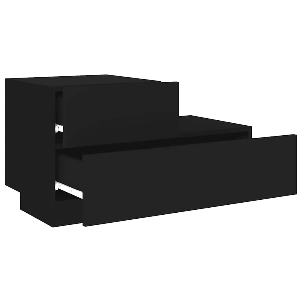 Noćni ormarić s LED svjetlima crni 70 x 36 x 40,5 cm