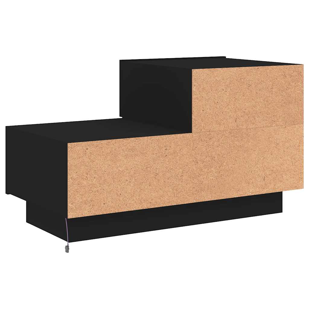 Noćni ormarić s LED svjetlima crni 70 x 36 x 40,5 cm