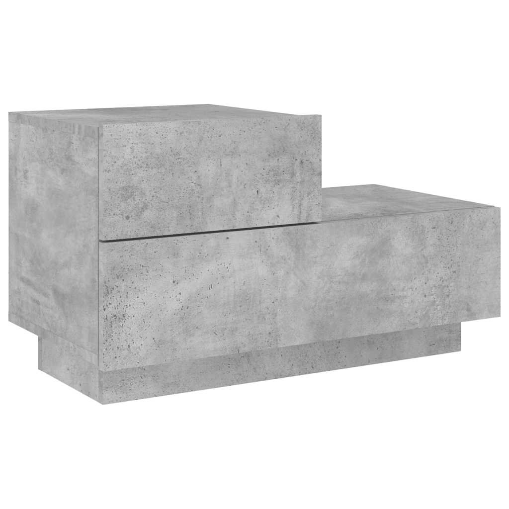 Noćni ormarić s LED svjetlima siva boja betona 70x36x40,5 cm