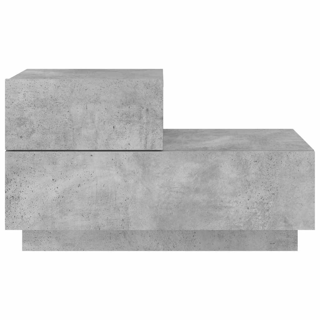 Noćni ormarić s LED svjetlima siva boja betona 70x36x40,5 cm