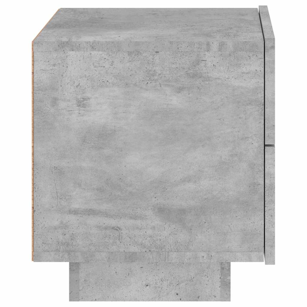 Noćni ormarić s LED svjetlima siva boja betona 70x36x40,5 cm