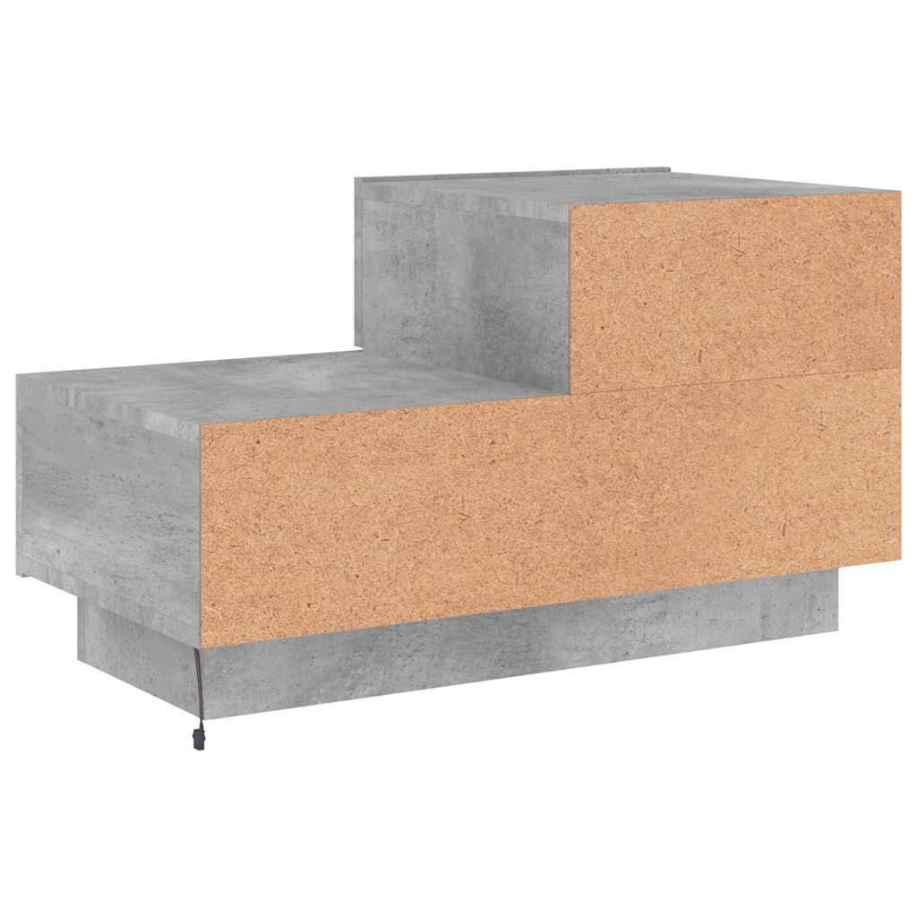 Noćni ormarić s LED svjetlima siva boja betona 70x36x40,5 cm