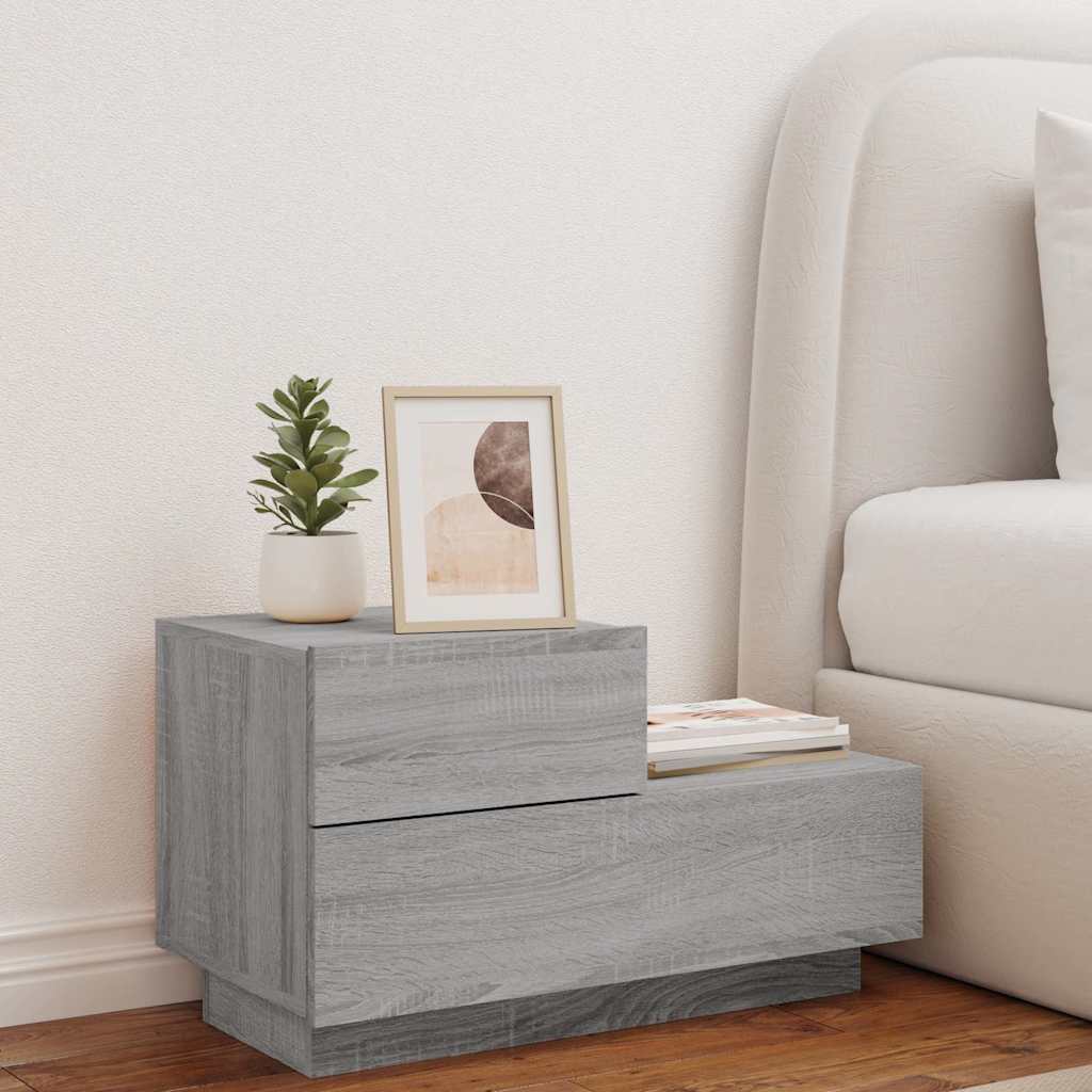 Noćni ormarić s LED svjetlima boja hrasta sonome 70x36x40,5 cm