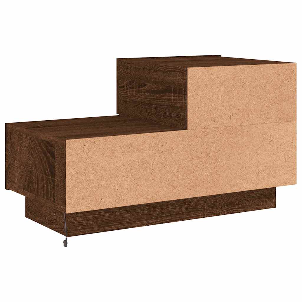 Noćni ormarić s LED svjetlima boja smeđeg hrasta 70x36x40,5 cm