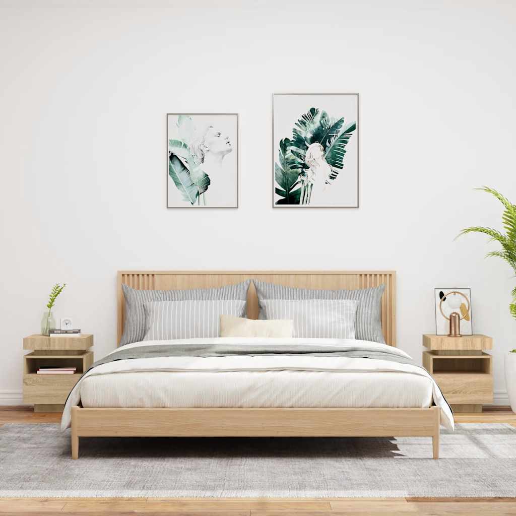 Noćni ormarići s LED svjetlima 2 kom boja hrasta 40x39x48,5 cm