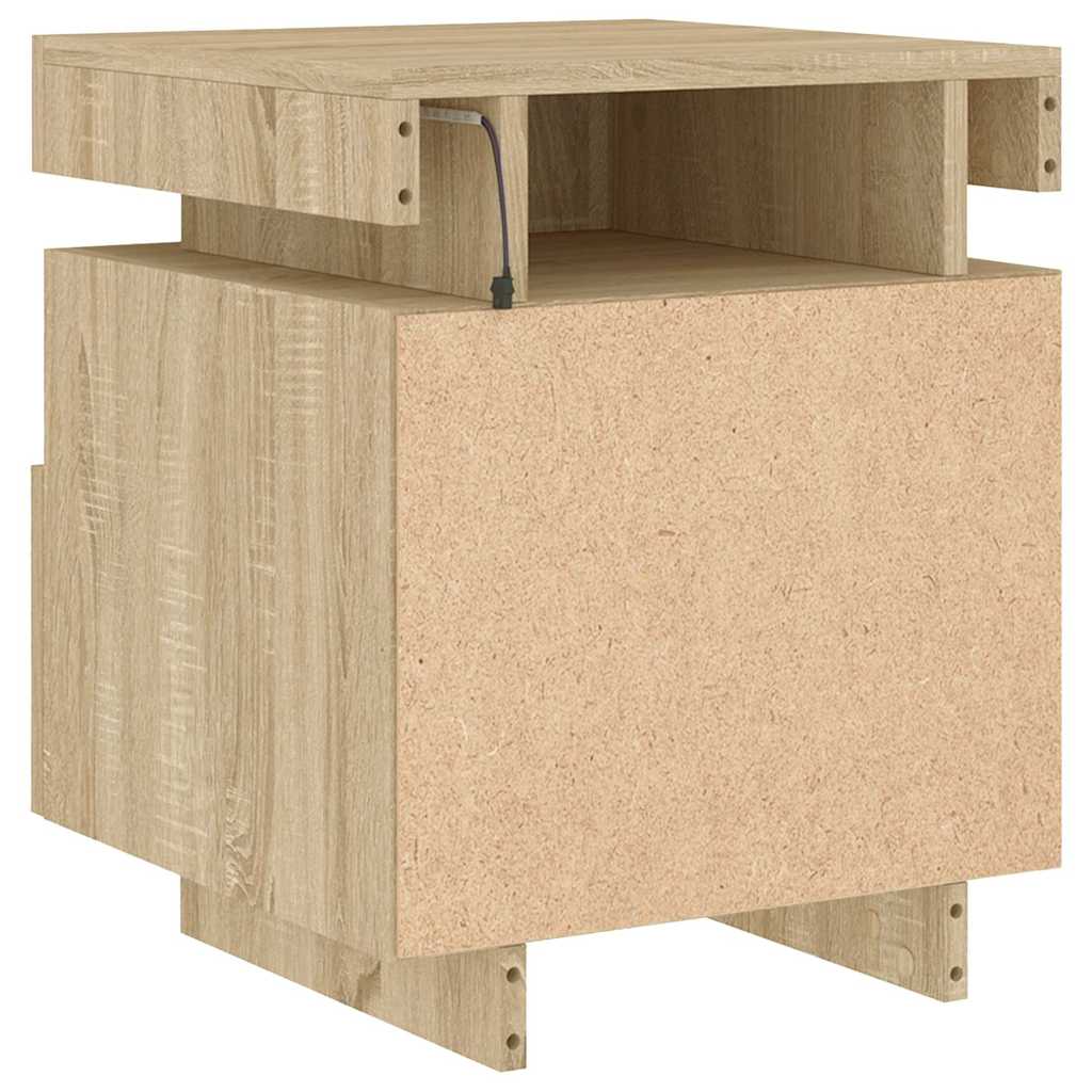 Noćni ormarići s LED svjetlima 2 kom boja hrasta 40x39x48,5 cm
