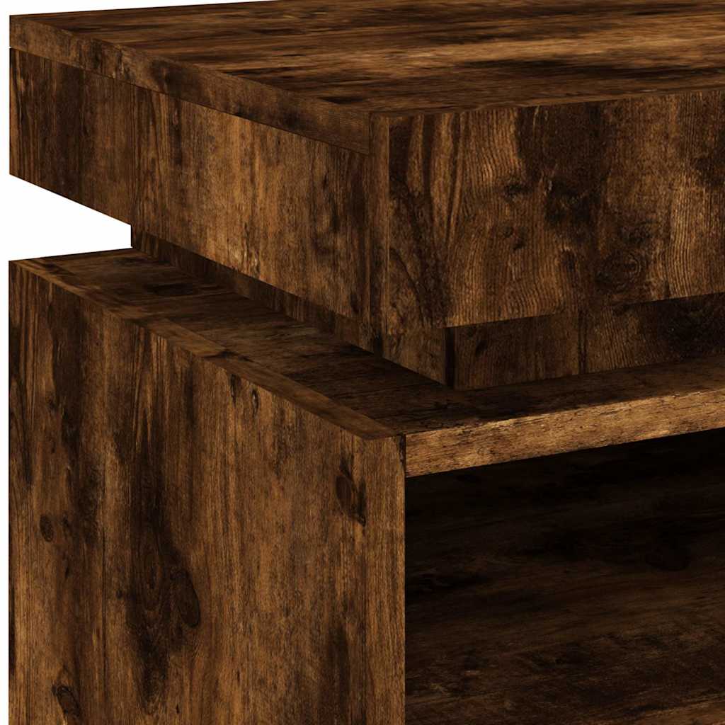 Noćni ormarić s LED svjetlima boja dimljenog hrasta 40x39x48,5