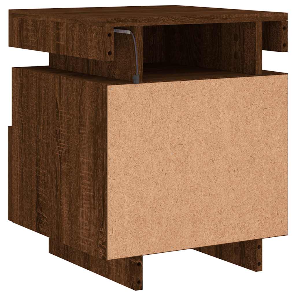 Noćni ormarić s LED svjetlima boja smeđeg hrasta 40x39x48,5 cm