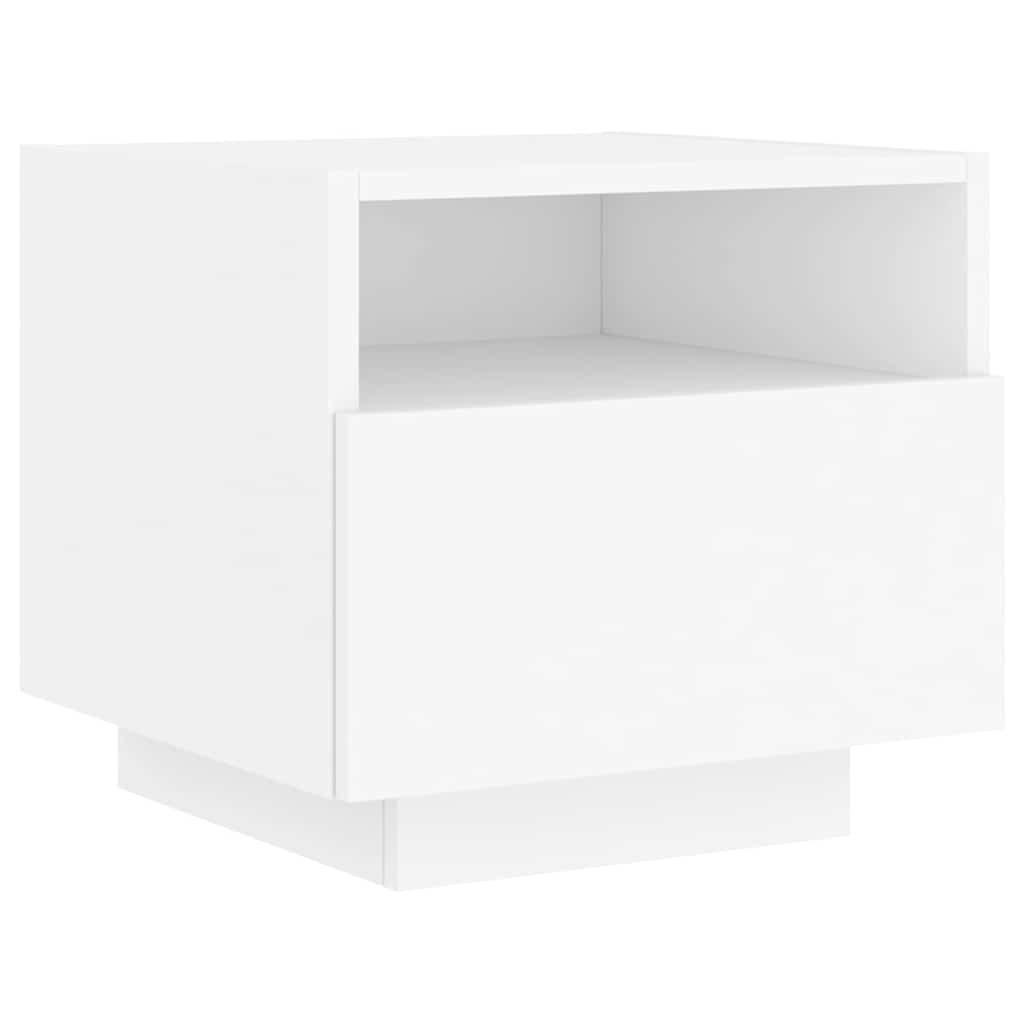 Noćni ormarić s LED svjetlima bijeli 40 x 39 x 37 cm
