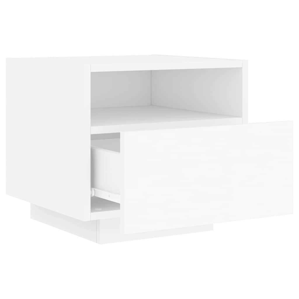 Noćni ormarić s LED svjetlima bijeli 40 x 39 x 37 cm