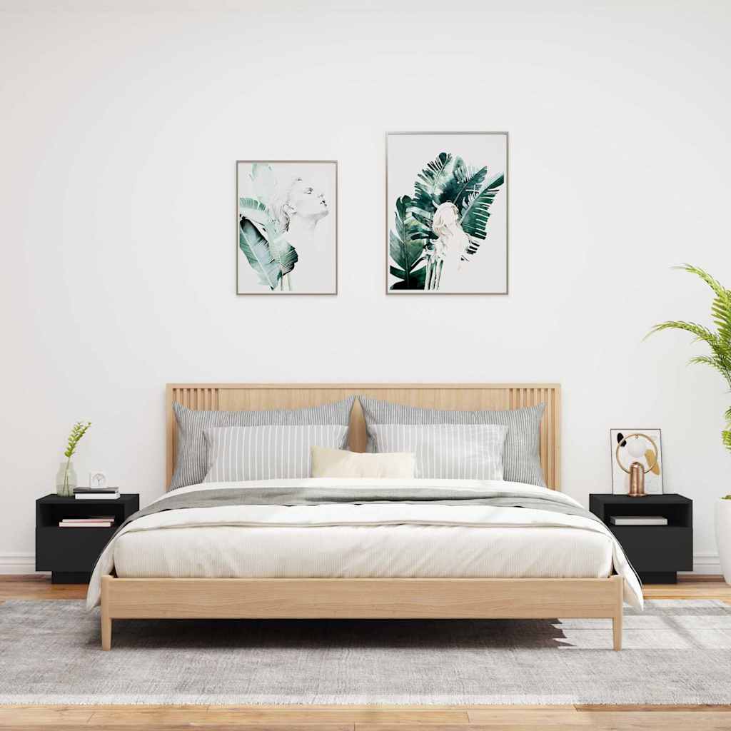 Noćni ormarići s LED svjetlima 2 kom crni 40 x 39 x 37 cm