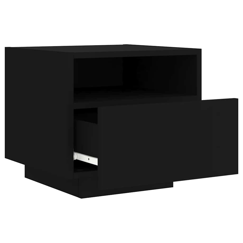 Noćni ormarići s LED svjetlima 2 kom crni 40 x 39 x 37 cm