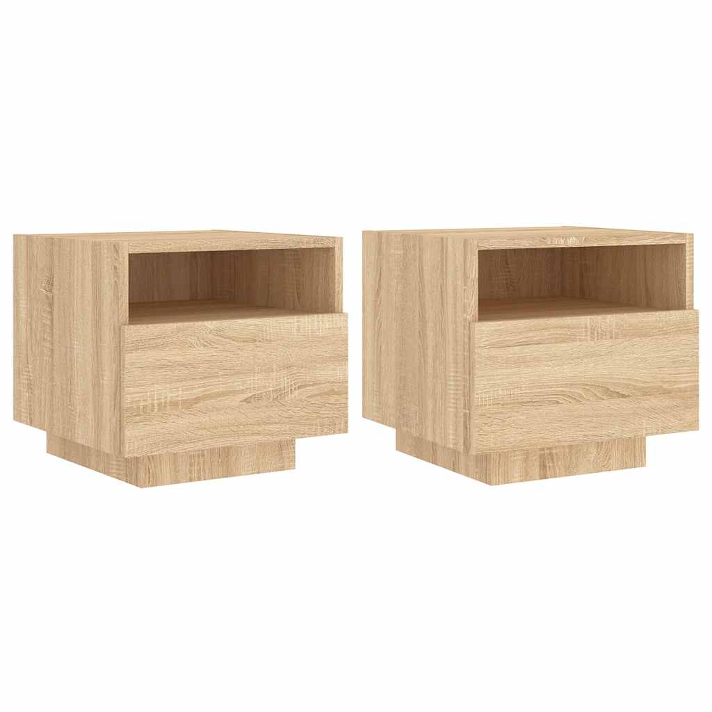Noćni ormarići s LED svjetlima 2 kom boja hrasta 40x39x37 cm